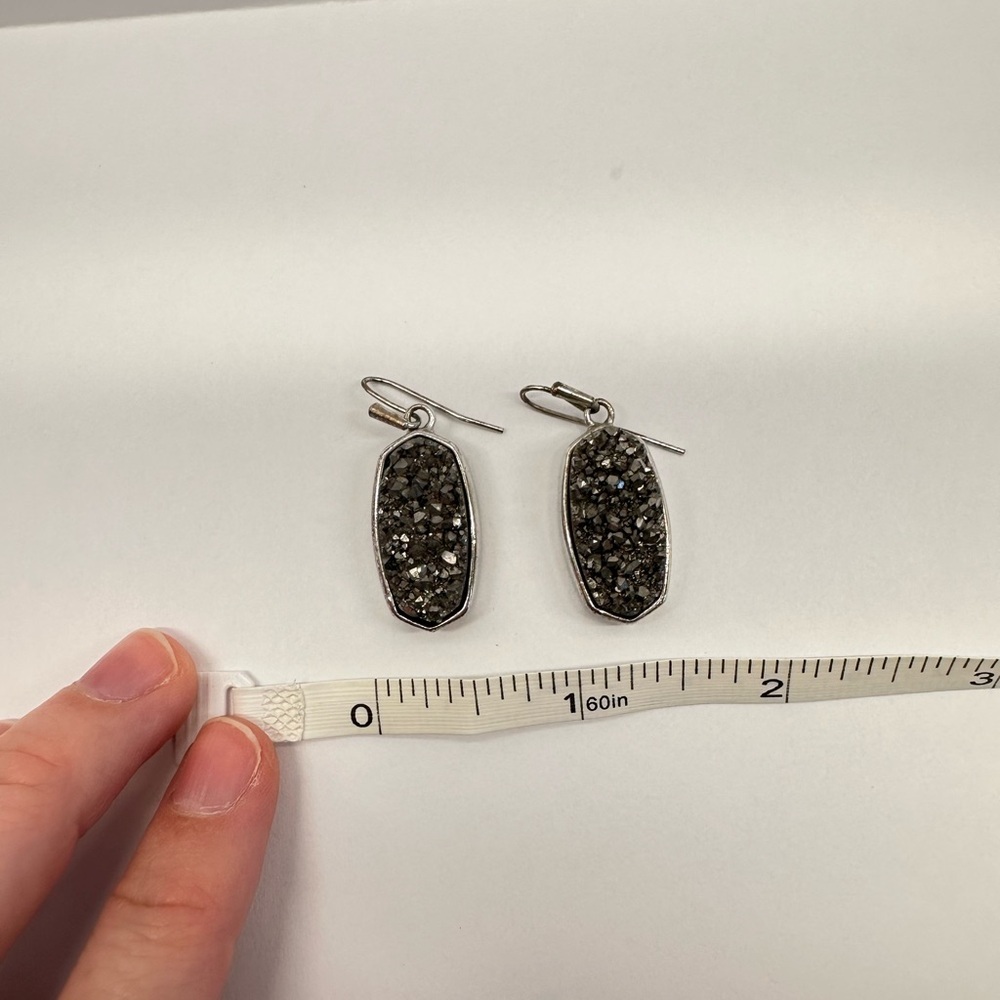 Kendra Scott Danay Iridescent Crystalized Drusy Drop Silvery Rhodium Earrings - Picture 4 of 10